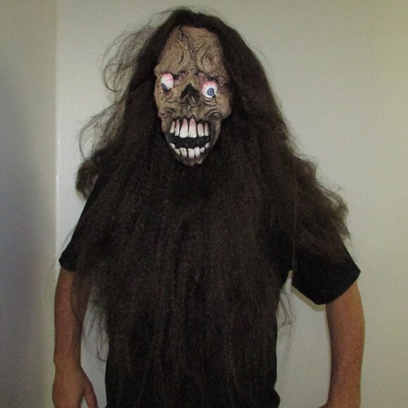 Scary Caveman Zombie Long Haired Halloween Mask - Picture 6 of 6
